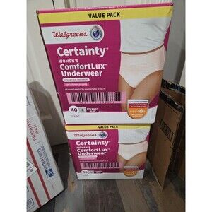 2 Boxes! Certainty SZ L Womens Underwear 40 Ct Max Absorbency FITS WAIST 38-50"